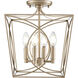 Tracy 4 Light 12 inch Painted Modern Gold Indoor Semi-Flush Ceiling Light